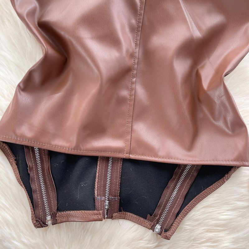 Damenbekleidung Retro Motorrad Stil Pure Lust Hottie Tube Top Weste Für Frauen Herbst Reißverschluss Kurzes Design Nischen Trendy Top_voghion.com