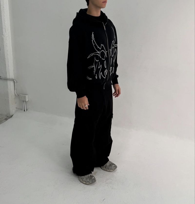 Felpa con cappuccio e cerniera da uomo, stile hip hop, stile street, stile hot, stile gotico, stile casual, unisex_voghion.com