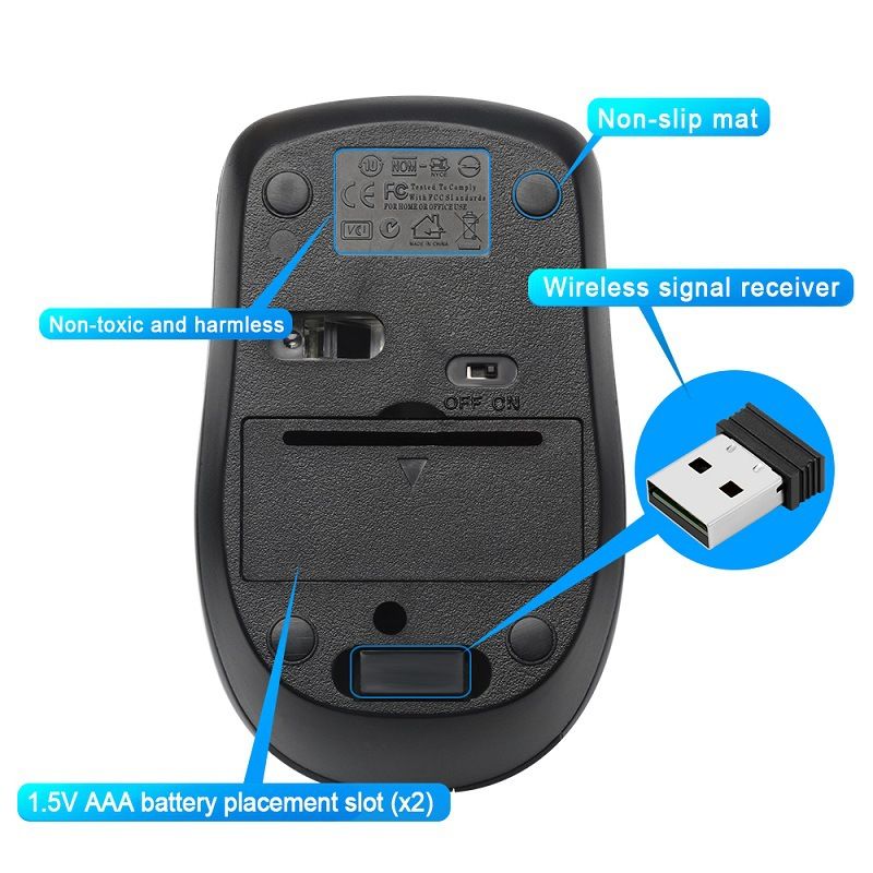 2.4G sans fil ordinateur portable bureau universel bureau à domicile programmation de jeu souris silencieuse_voghion.com