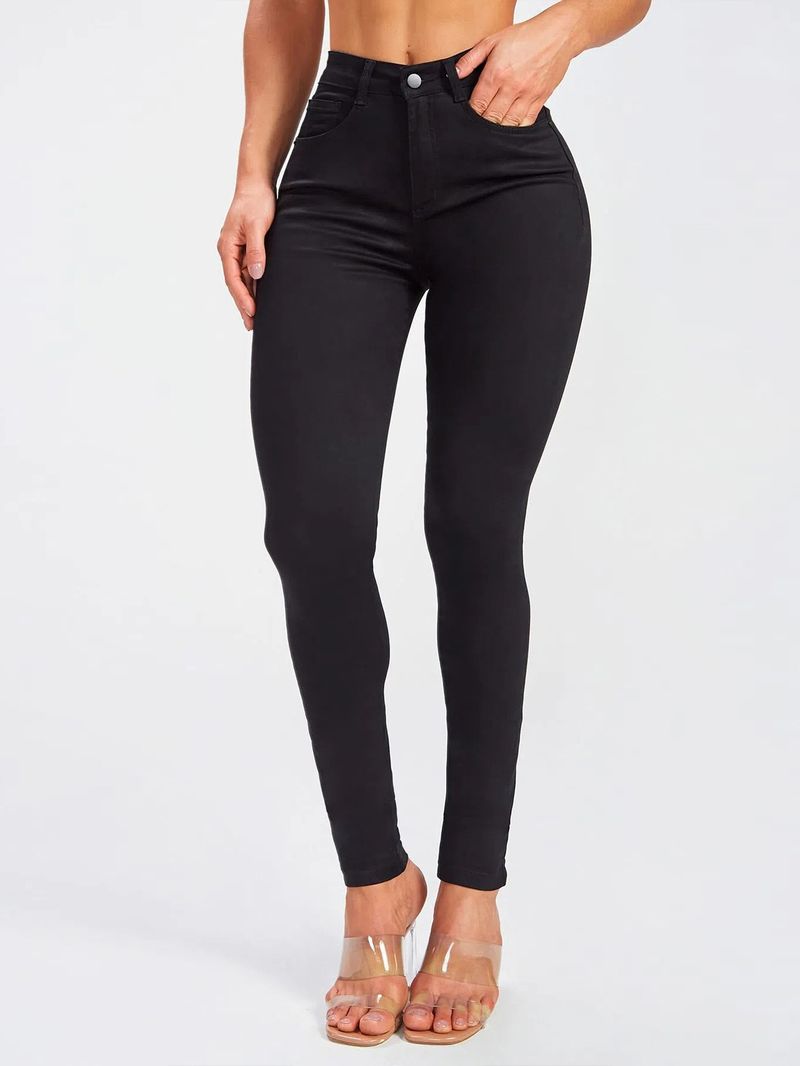 Women's Clothing Mid Waist Slim Elastic Black Tight Skinny Pants Jeans Elastic_voghion.com