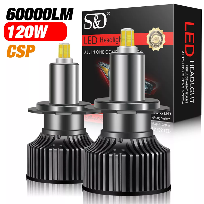 60000LM H7 Potente Mini Faro per Auto H3 H8 H11 H1 Lampadine a LED HB3 9005 HB4 9006 Hir2 9012 CSP 3D 360 Lampada per Auto 12V 6000K_voghion.com