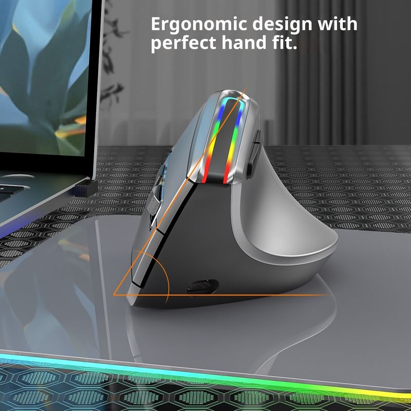 Digitex Digitex In Stock Wireless Bluetooth Three-Mode Vertical Rechargeable RGB Luminous Ergonomic Mouse Cross-Border Hot Sale_voghion.com