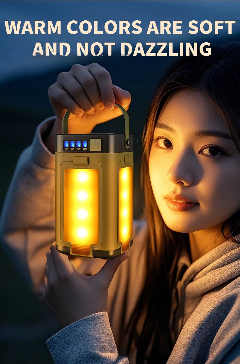 Cross-Border New Product Multifunctional Outdoor Support Output Four-Leaf Folding With Solar Camping Light Atmosphere_voghion.com