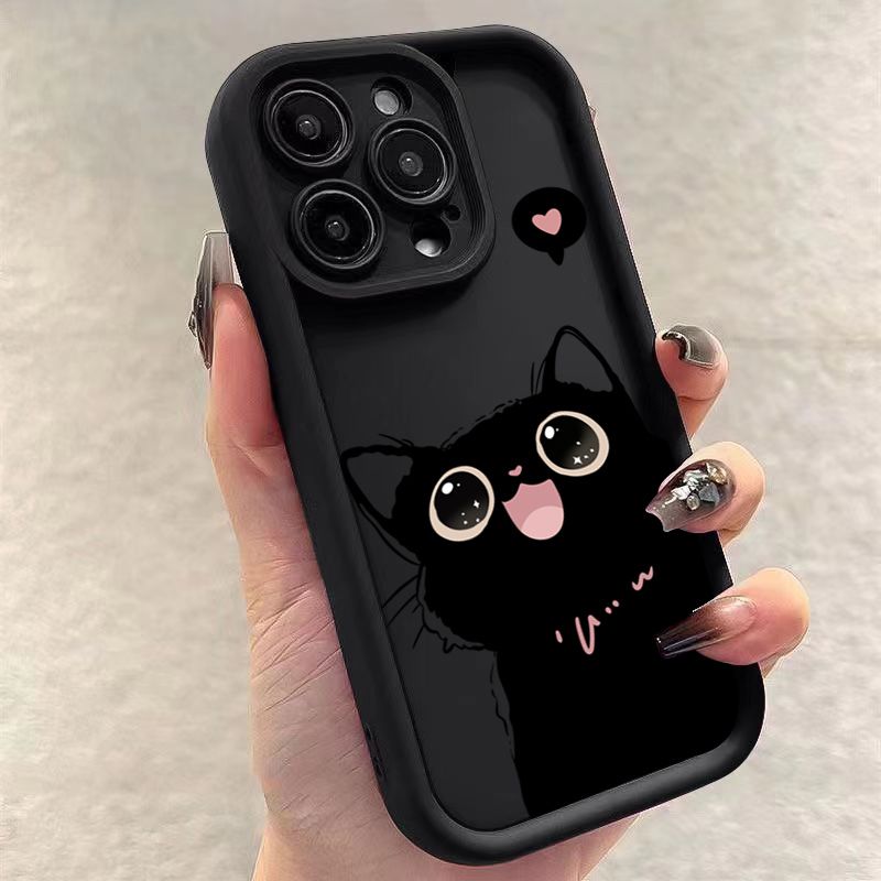 Custodia per telefono per Xiaomi Redmi 14C 13C 12C Redmi Note 13 12 Pro Plus 5G 12S 11S 11 10S 10 13 4G Lovely Black Cat Soft Bumper Cover_voghion.com