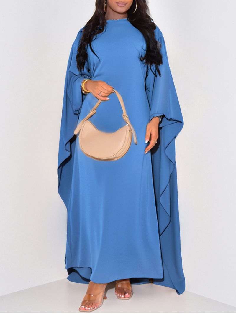 Women's Clothing Casual Simple Style Solid Color Wide Sleeve Long Skirt Dress_voghion.com