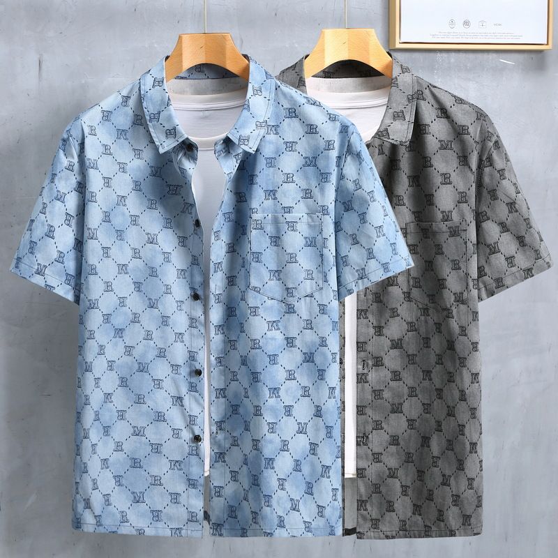 Camicia casual estiva a maniche corte con stampa tie-dye e fiori, taglie forti, da uomo_voghion.com