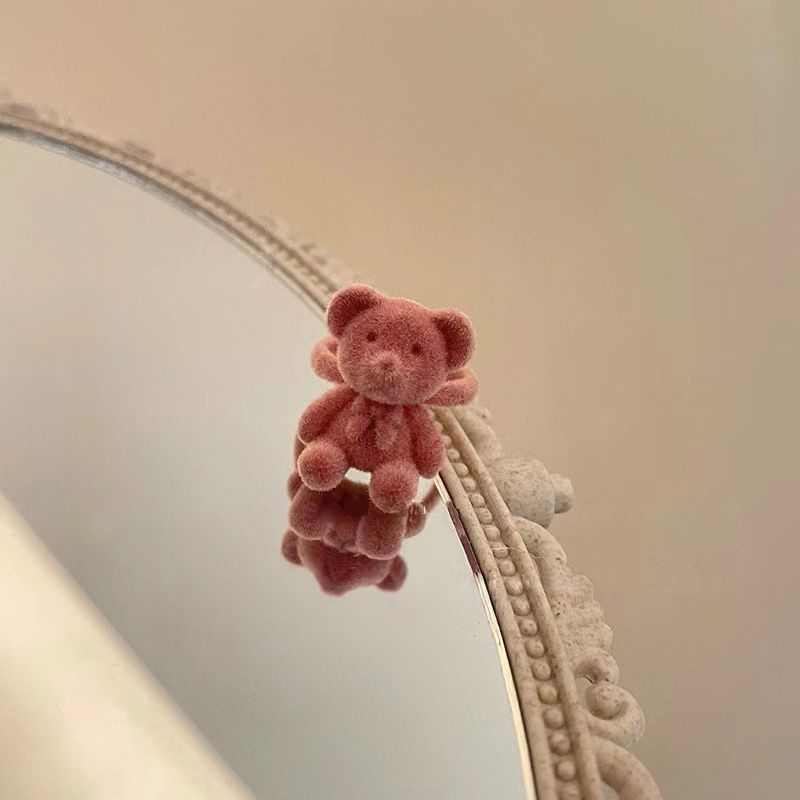 Mode schattige beer open voor vrouwen cking beren ringen meisjes verstelbare cartoon handgemaakte pluche strik vinger ring sieraden cadeau_voghion.com