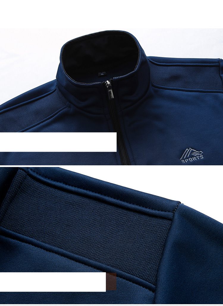 Tuta sportiva casual con colletto alla coreana, tinta unita, autunno e inverno_voghion.com
