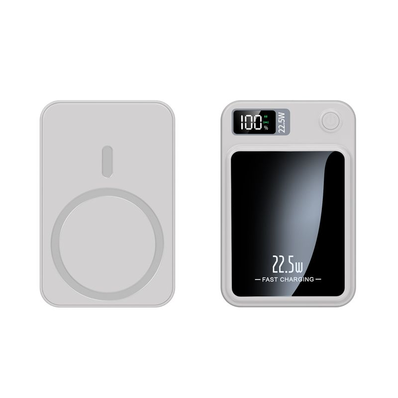 Banco de energía móvil de 10000/20000 mAh, banco de carga inalámbrico con succión magnética, cargador de teléfono portátil adecuado para dispositivos Android/Apple, pantalla de energía LED_voghion.com