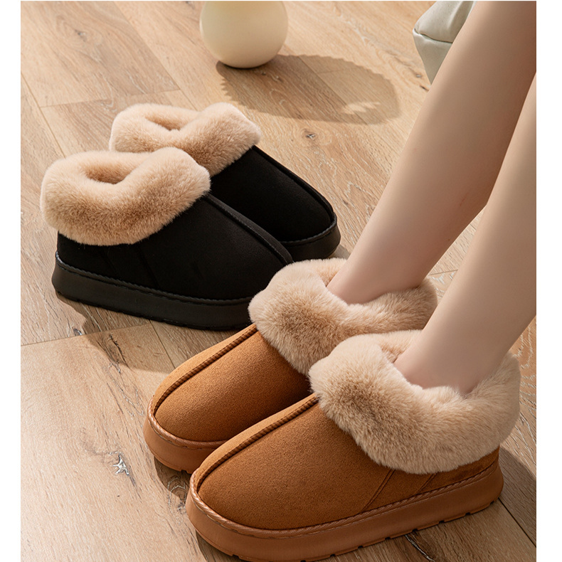 Herbst und Winter Plüsch Baumwollschuhe gute warme Zuhause verdickte wollige wasserdichte Paar High-Top Baumwollpantoffeln_voghion.com