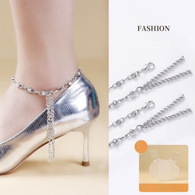 Accessori per scarpe sui nuovi sandali con tacchi alti con lacci di perle e diamanti senza tacco che cadono dal tallone, cinturini regolabili, installazione gratuita_voghion.com