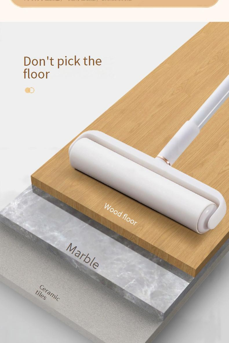 Lint Roller For Pet Hair & Dust - Long Handle Floor Sweeper With 60-Sheet Refills (Sticky Roller For Carpets/Furniture) - Reusable & Easy Tear Design_voghion.com