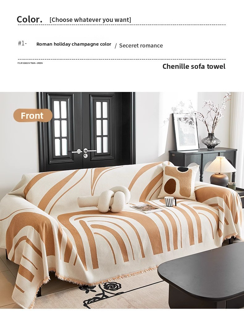 Abstract Geometric Chenille Sofa Cover - Modern Thickened Slipcover (Non-Slip Full Coverage Premium Textured Fabric)_voghion.com