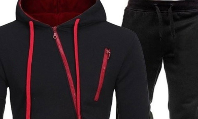 Herren Outdoor-Sweatshirt-Set mit Kapuze und Reißverschluss – Leichter Polyesterpullover mit Jacke und Hose mit durchgehendem Reißverschluss, bequeme Sportbekleidung zum Laufen,_voghion.com