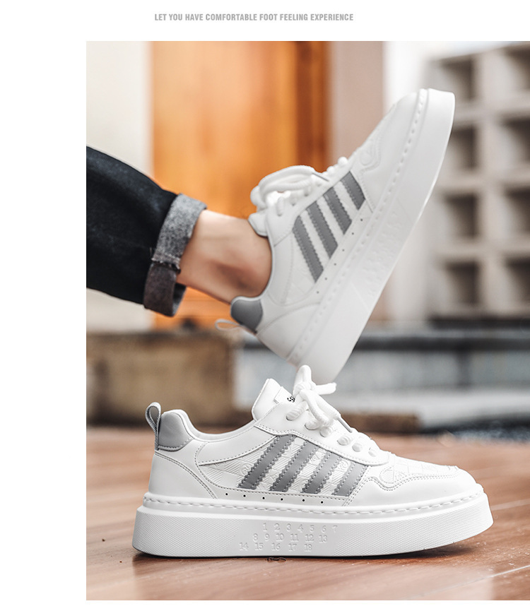 Lässige weiße Herren-Sneaker – atmungsaktive Low-Top-Schnürschuhe mit dicker Sohle für Komfort und Stil im Alltag_voghion.com