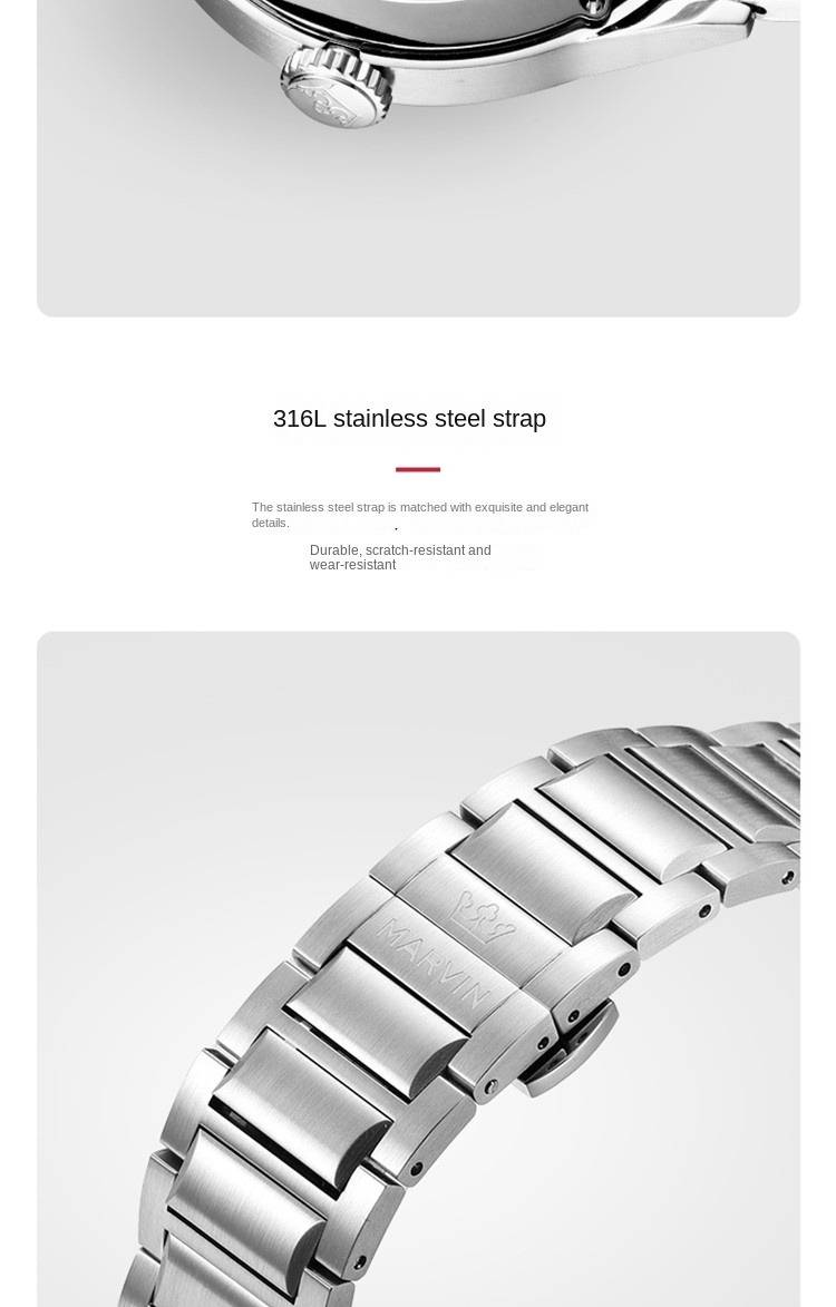 Schweizer automatische mechanische Marvin-Uhr: Stilvolle, leuchtende Freizeituhr für Herren_voghion.com