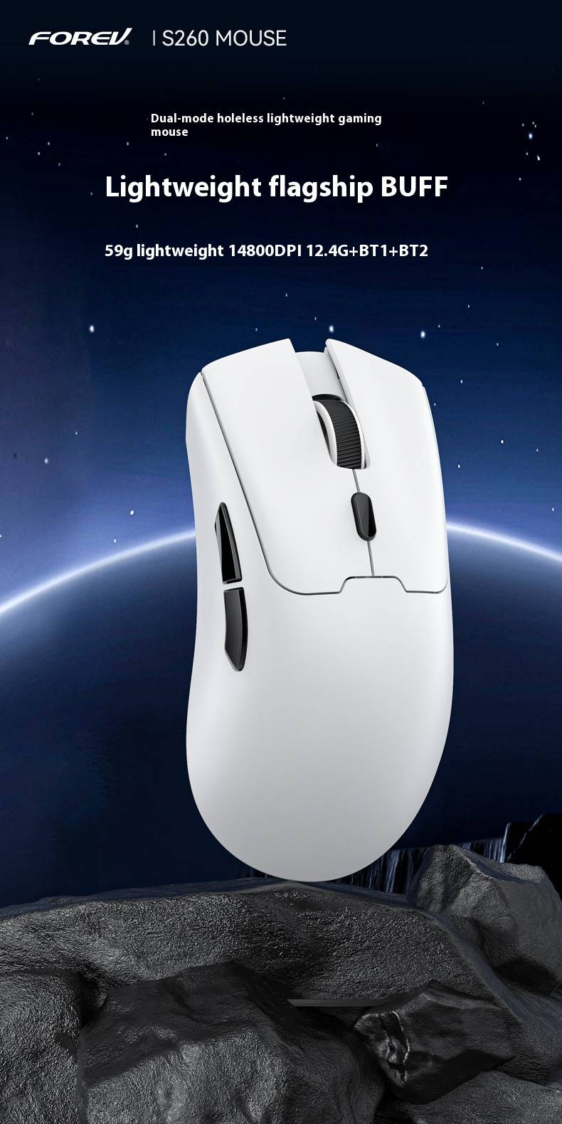 Gaming Mouse - 4000 DPI, 6 Programmable Buttons, 2.4G Wireless & Wired, Ergonomic Design, RGB Lighting (Black/White/Red/Blue/Gradient Colors)_voghion.com
