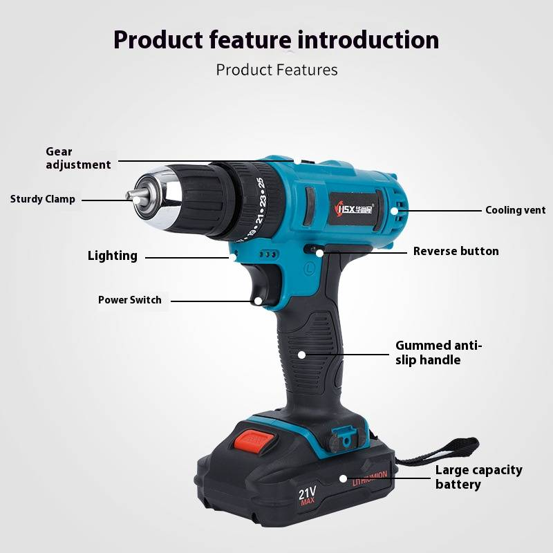 High Power Cordless Lithium-Ion Brush Drill - Multi-Function Electric Screwdriver For Home, DIY, Metal, Wood, Concrete & Auto Repair_voghion.com