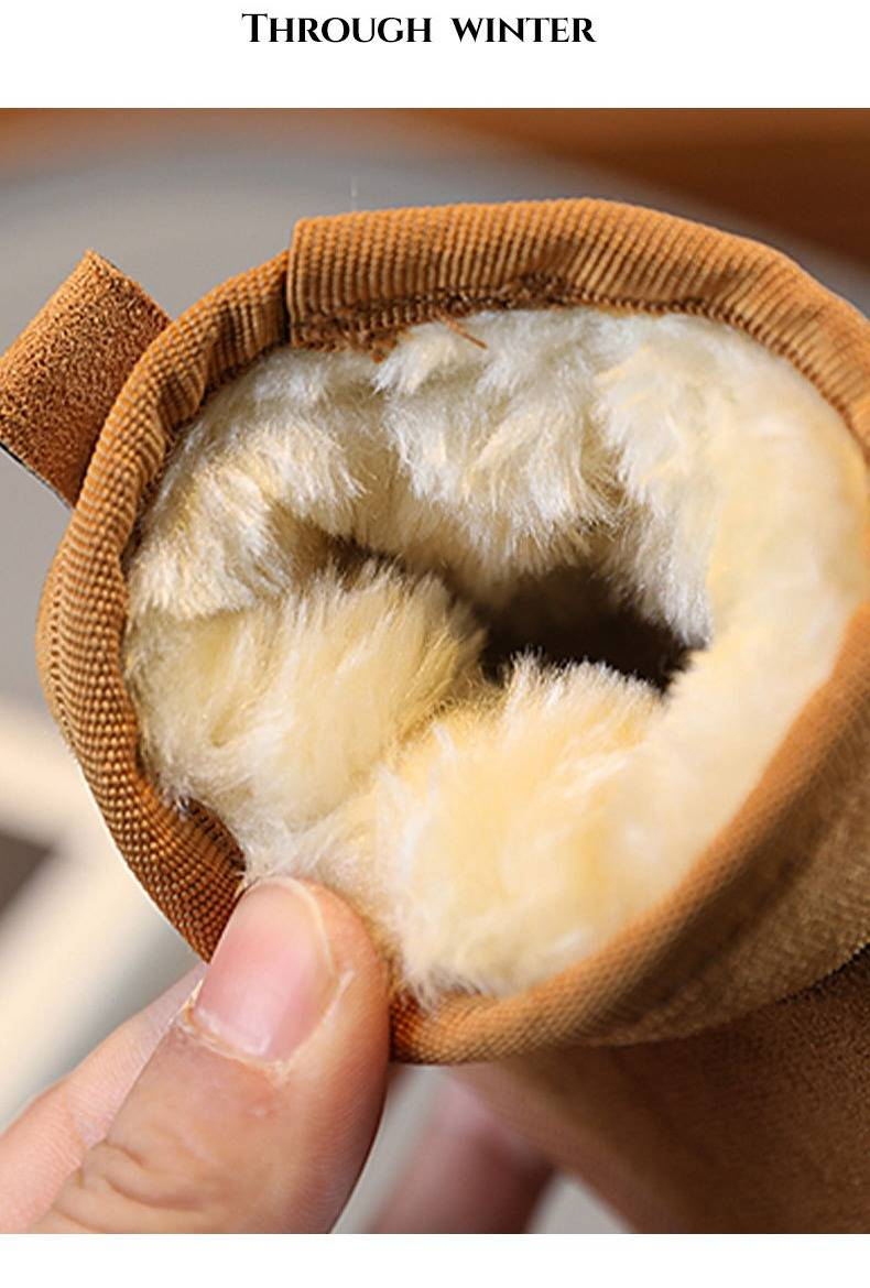 Stivali da neve invernali per bambini con fodera in pile - Stivali caldi con suola morbida per ragazzi e ragazze, stivali comodi e antiscivolo per bambini (nero/grigio/cachi)_voghion.com