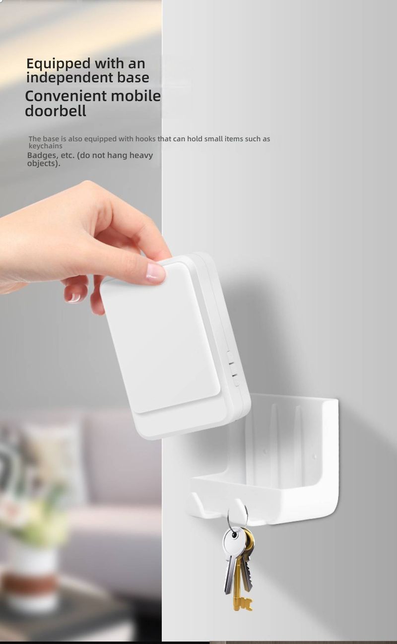 Timbre inalámbrico con control remoto: 28 melodías, alcance de 50 m, LED intermitente para personas con discapacidad auditiva (pilas, blanco, 1 botón + 1 receptor)_voghion.com