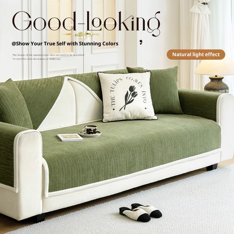 Ensemble de housses de canapé en chenille haut de gamme de Hongyuan Fashion – Protections de canapé antidérapantes à maintien sûr, coussins de canapé minimalistes toutes saisons_voghion.com
