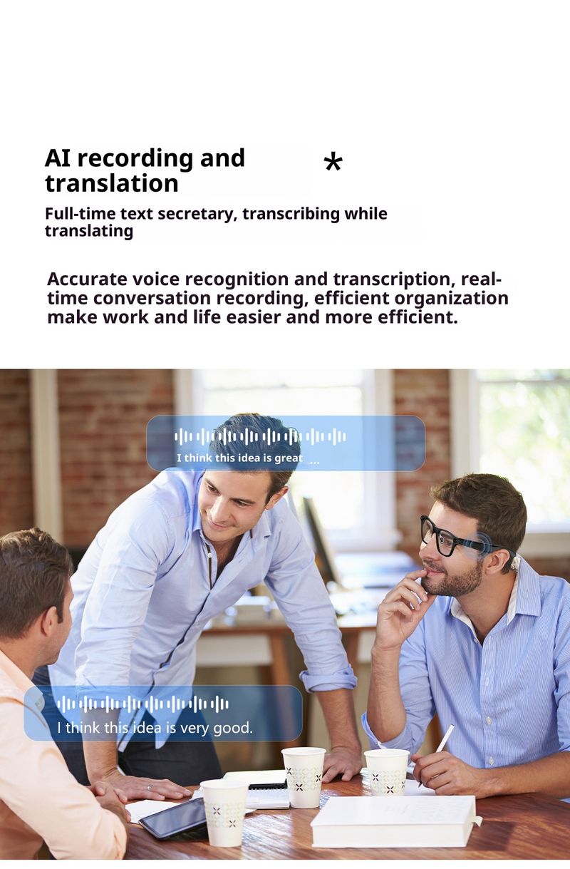 S336 AI Smart Glasses Camera With 2000W Pixel, Bluetooth Audio Calls, Wireless Music, Hands-Free Headset, Anti-Blue Light Lens_voghion.com