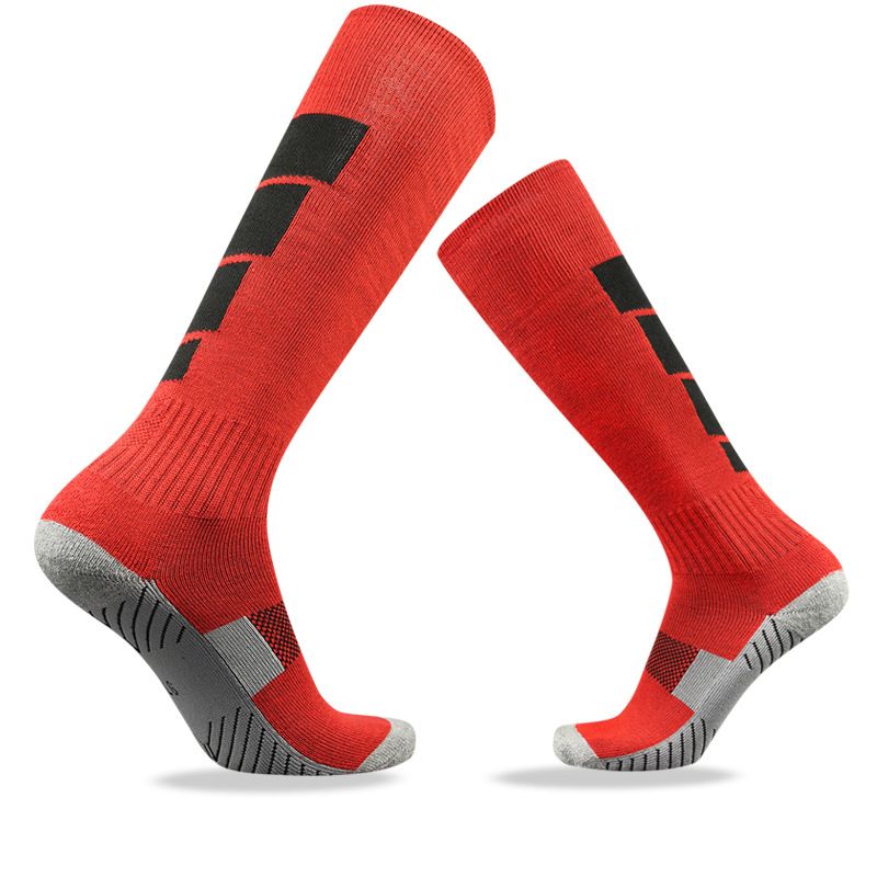 Fußballsocken für Jugendliche, hochkniehoch, atmungsaktiv, Trainingssocken für Jungen, Mädchen, Unisex, Baumwollmischung, rutschfest, gepolstert_voghion.com
