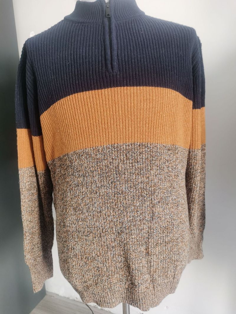 Πουλόβερ Ανδρικό Casual Πλεκτό Πουλόβερ Χαλαρό Μακρυμάνικο Φθινόπωρο και Χειμώνας με Φερμουάρ γιακά Μεγάλο Μέγεθος Ανδρικά Ρούχα_voghion.com