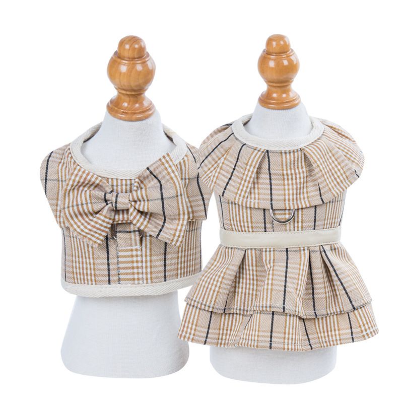 Nieuwe set ademende geruite vesten voor huisdieren, teddy hondenwandellijn_voghion.com