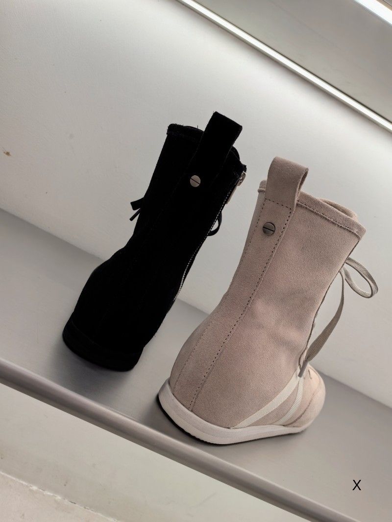 Women Boxing Boots XJ Women's Shoes 25 Autumn Winter Fashion Elastic Soft Cowhide Leather Round Toe Lace-Up Side Zipper Flat Boxing Ankle_voghion.com