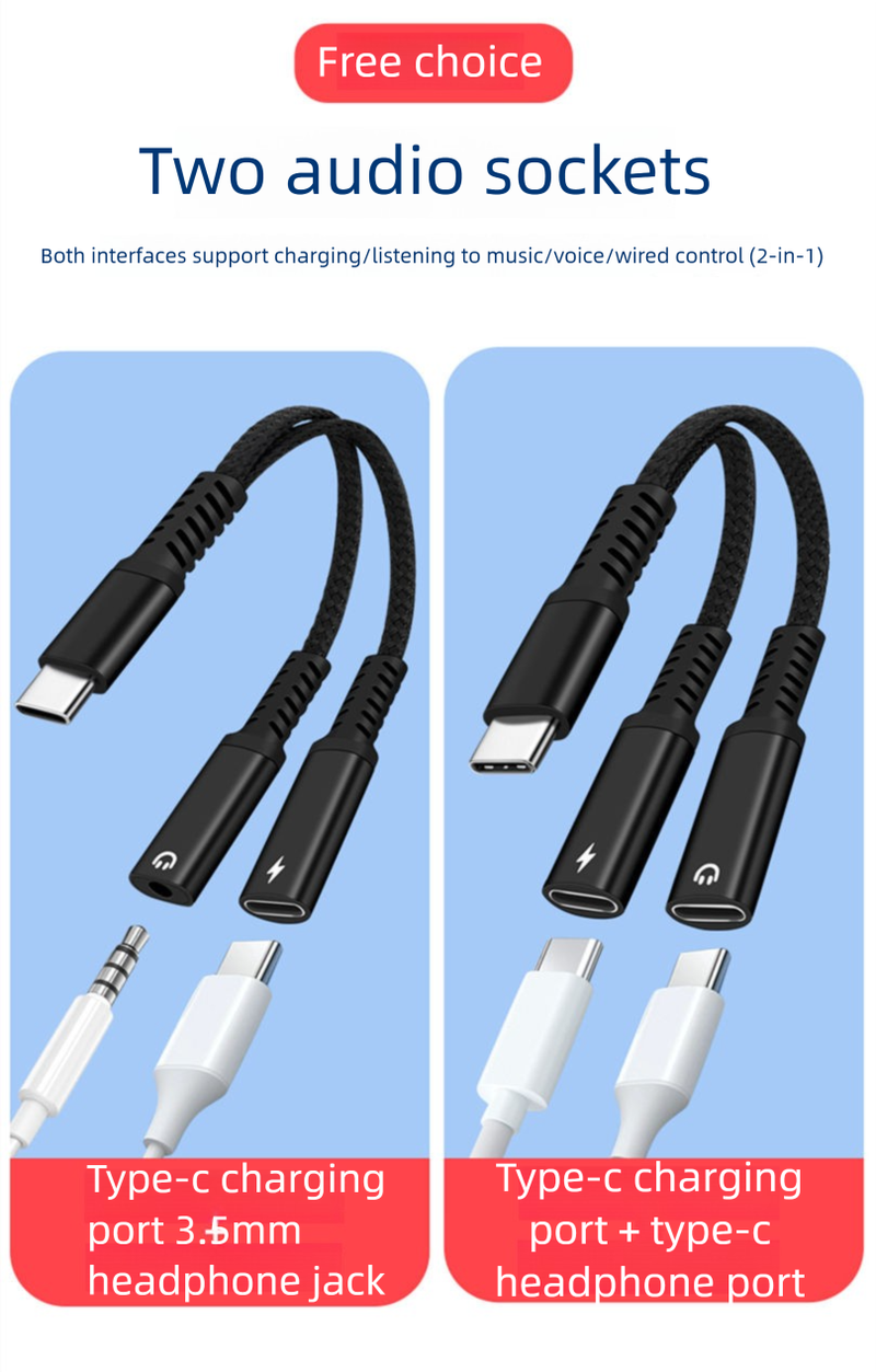 iPhone 15 Tip-C Kulaklık Adaptörü 1'den 2'ye 3,5 mm Müzik Dinleme Şarj Ses Dönüştürme Kablosu ile Uyumlu_voghion.com