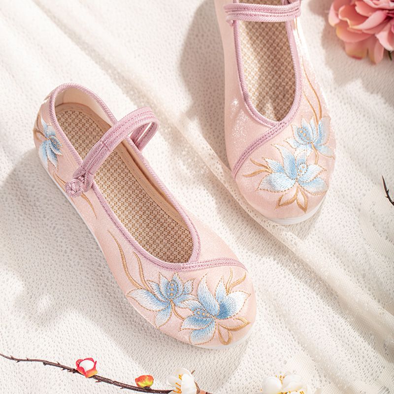 Damenschuhe für Frühling und Sommer, neue Stoffschuhe im antiken Stil, bestickte Schnalle, bestickte Schuhe, Stoffschuhe im Ethno-Stil, weiche Sohle, größere Größe_voghion.com