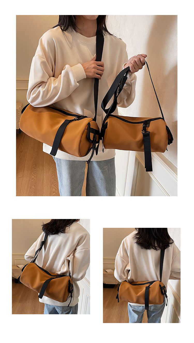 Borsa a secchiello da donna, borsa cilindrica alla moda, borsa a tracolla monospalla, semplice e casual, design sportivo impermeabile._voghion.com