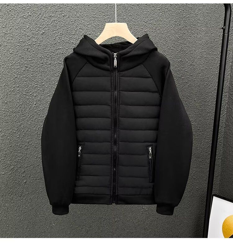 Men's Clothing Men's Autumn And Winter Cotton Casual Hooded Lining Full Edge Light Sweater Couple Jacket Casual Top Solid Color Stitching_voghion.com