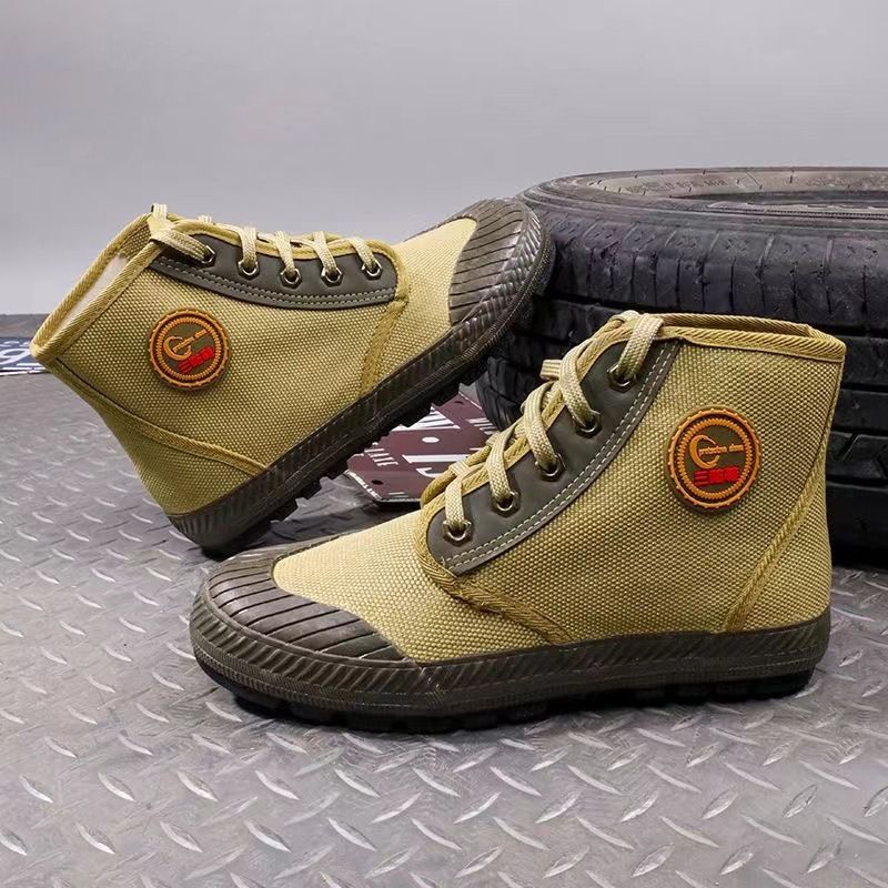 Neue 2024 Arbeiter und Bauern Canvas wasserdicht verschleißfest Arbeitsschutz Befreiungsschuhe Outdoor Baustelle rutschfest verschleißfest Lib_voghion.com