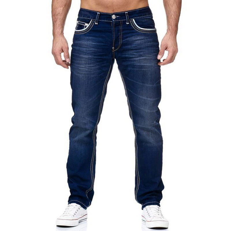 Männer Solide Stretch Gerade Jeans Männer Schnurrbart Effekt Taschen Denim Cargo Hosen Beiläufige Lose Pantalones Hombre Hosen_voghion.com