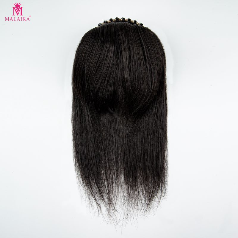 Topper per capelli umani con frangia da donna Clip in frangia con fascia parrucchino dritto per capelli diradati chignon marrone e nero_voghion.com