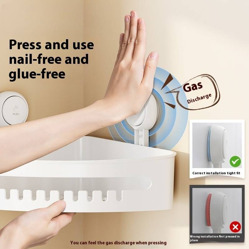 Wall-Mounted Bathroom Shelf - No Drilling, Space-Saving Corner Organizer For Shower, Toiletries & Cosmetics_voghion.com