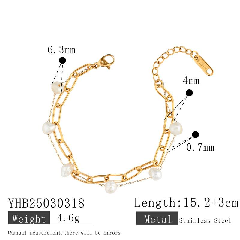 Bedelarmbanden Herfstmode Paperclipketting Nicheontwerp Parelarmband Licht Luxe High-end Sieraden_voghion.com