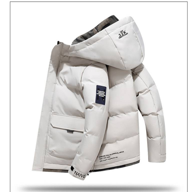 Winter-Pufferjacke für Herren – Slim-Fit-Kapuzenmantel im koreanischen Stil mit verdicktem Polyester, winddichte Freizeitjacke mit Reißverschluss für Jugendliche_voghion.com