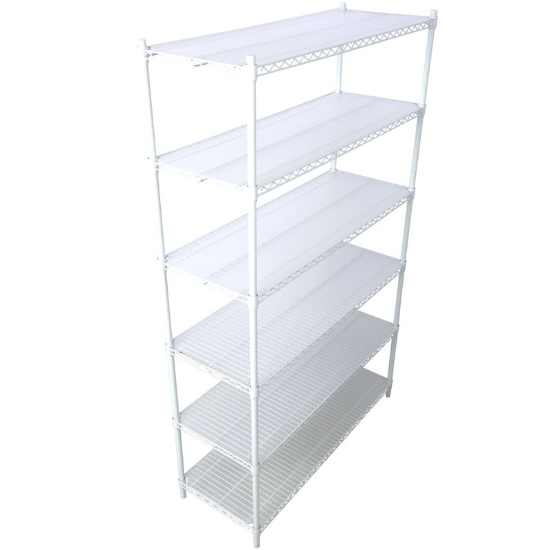6 Tier 6000lbs Capacity NSF Metal Shelf Wire Shelving Unit, Heavy Duty Adjustable Storage Rack With Wheels & Shelf Liners For Commercial Grade Utility Steel Storage Rack, White - 84"H X 48"L X 20"D_voghion.com