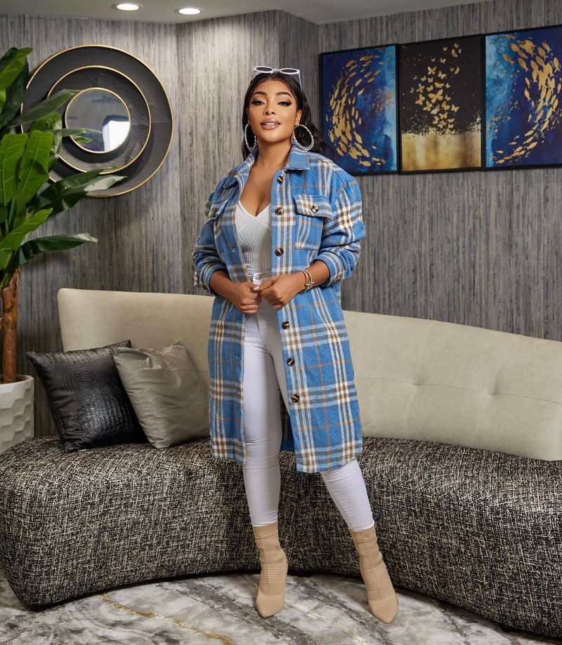 Q6071 Women's Wool Coat Elegant Commuter Autumn Winter Thick Turn-Down Collar Long Casual Jacket_voghion.com