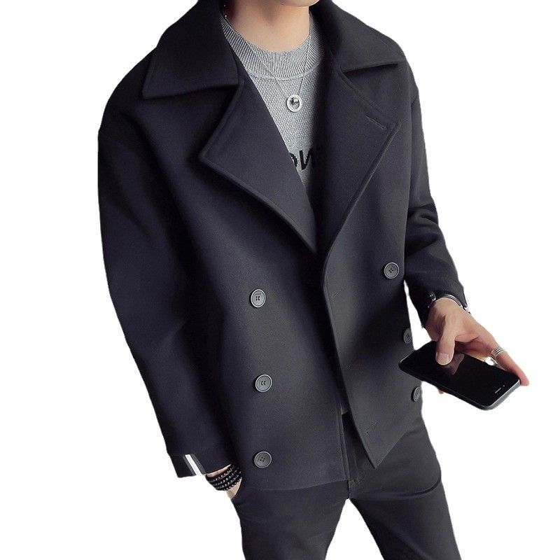 CT Tredy Brad Autum Witer New Me's Short Trech Korea Style British Casual Iteret Celebrity Warm Woole Coat For_voghion.com