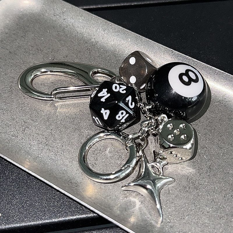 Men And Women's Jewelry Ironworks Original Dice Black 8 Beaded Bag Charm Handmade Trendy Design Keychain Accessory For Outfit Styling_voghion.com