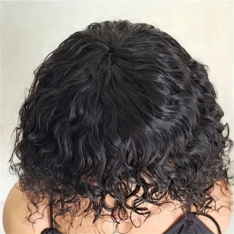 Braziliaanse pruiken van echt haar met pony Water Wave 180% dichtheid_voghion.com