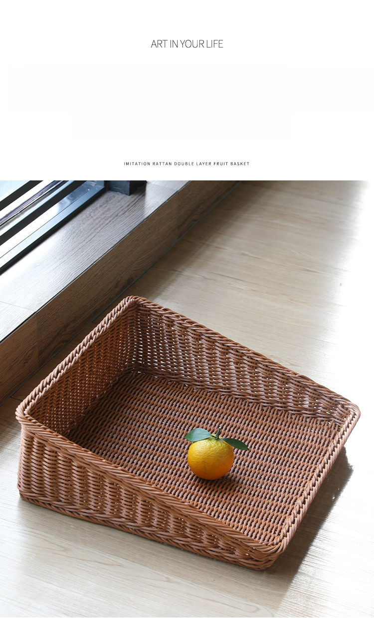 Kens Rattan Bureaublad Opbergkast Studeerkamer Boeken Tijdschriftenorganizer Supermarkt Trapeziumvormige Snack Display Brood Afgewerkt_voghion.com