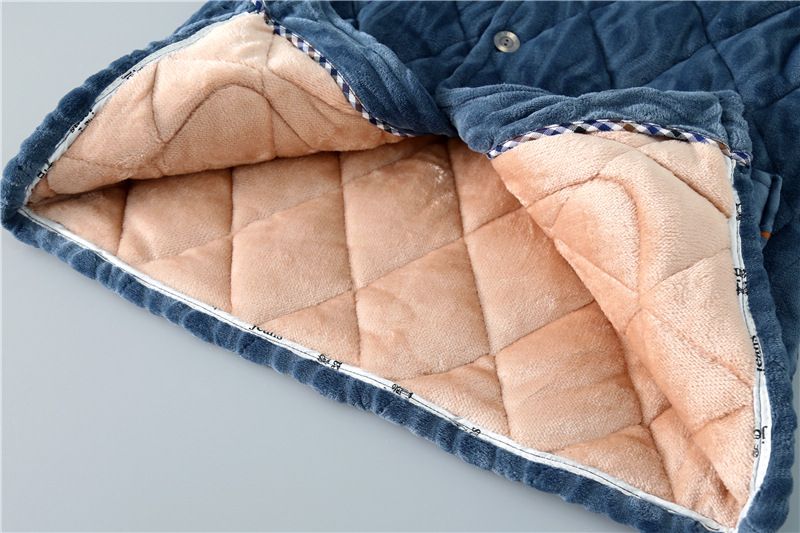 Muška odjeća, pidžama od koraljnog flisa, jesenski i zimski stil, troslojna prošivena, zadebljana i baršunasta, topla flanelska muška kućna odjeća, odijelo_voghion.com