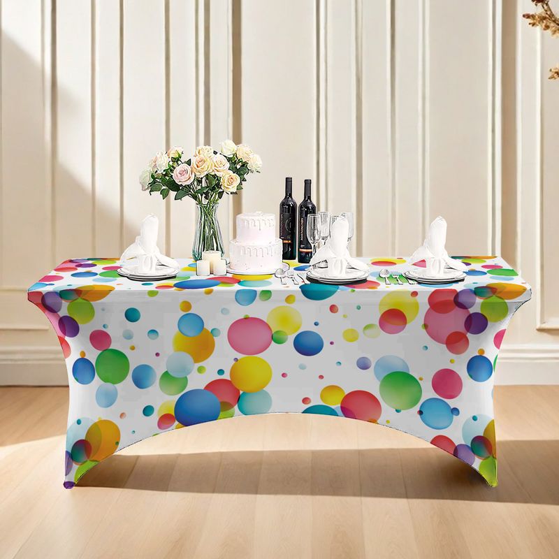 Elastic Polyester Tablecloth – Full-Cover Stretchable Dustproof Table Cover For Parties, Holidays & Home Decor (Multiple Prints & Sizes)_voghion.com