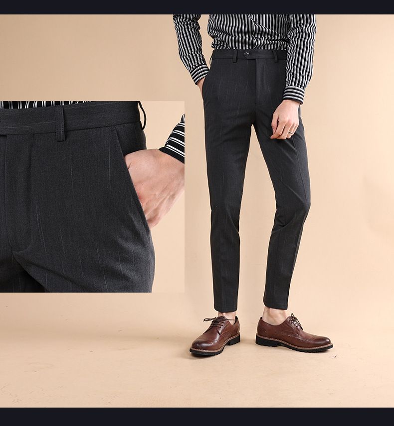 Men's Slim Fit Dress Pants For Business Casual - Wrinkle-Free & Stretchable Polyester Blend Trousers With Comfortable Tailored Fit_voghion.com