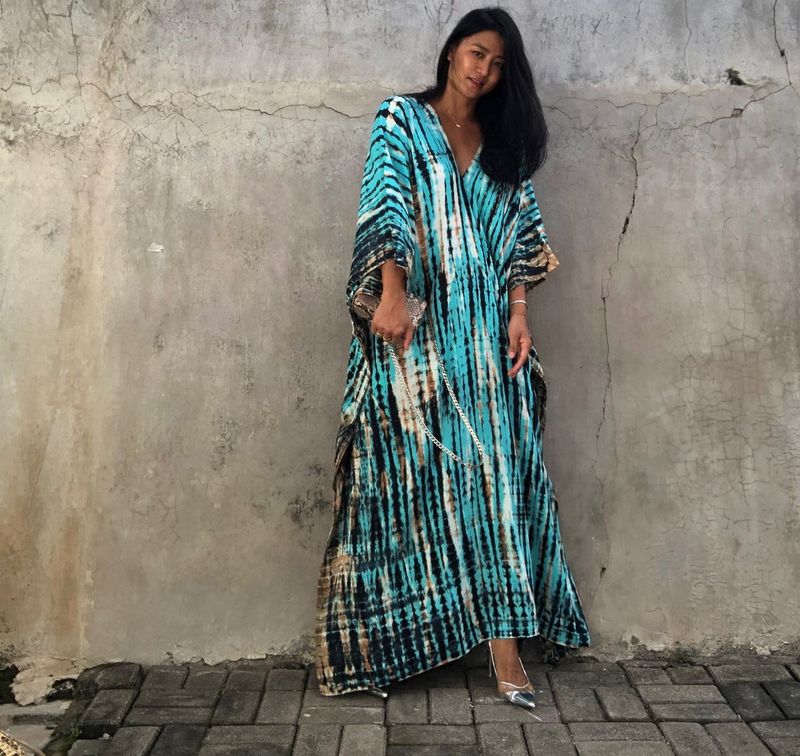 Robe de plage en rayonne pour femmes, tenue de vacances à fleurs teintes _voghion.com